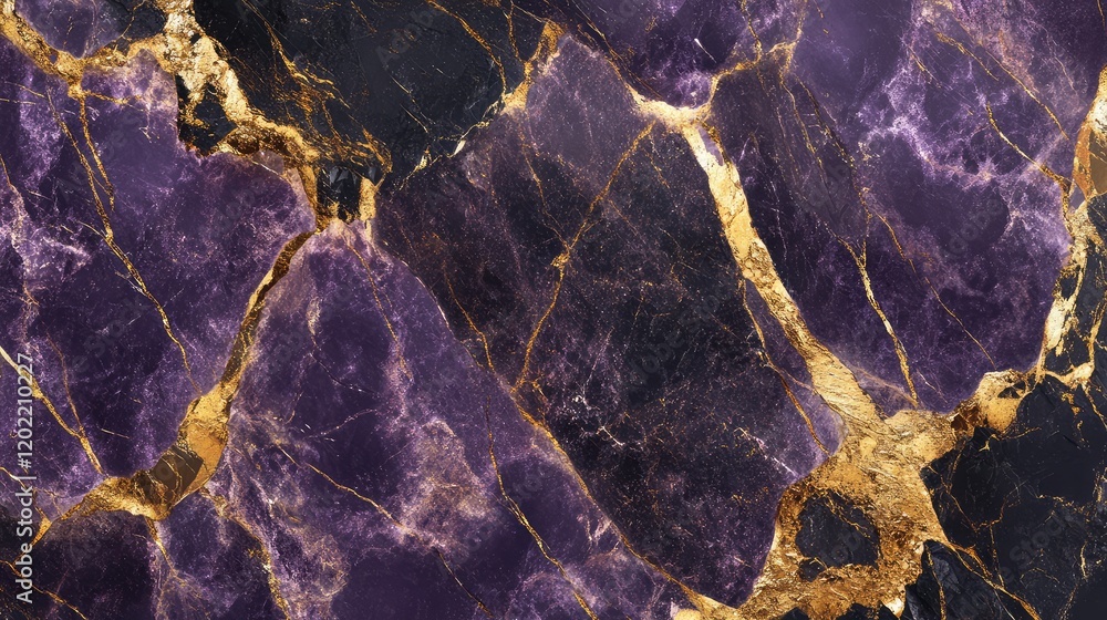 Poster purple and gold marble texture background with copy space for design projects