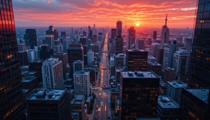 Fototapeta premium New York City skyline at sunset and night with skyscrapers and urban views