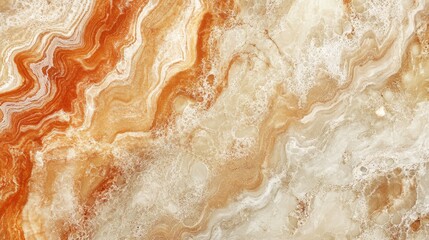 Abstract close-up of natural onyx stone surface with warm colors and intricate patterns featuring...
