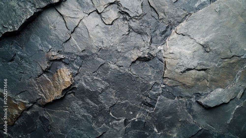 Fototapete textured dark slate rock surface with natural cracks and variations in color ideal for backgrounds o