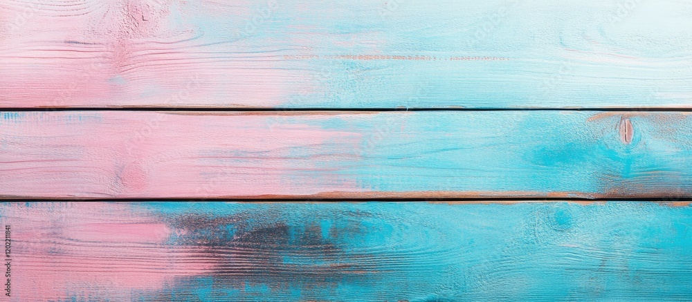 Aufkleber pastel colored wooden planks background with a gradient of pink and blue tones and ample copy space 
