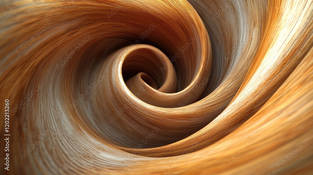Poster Abstract swirling wood texture in warm tones with smooth gradients and copy space for text placement.