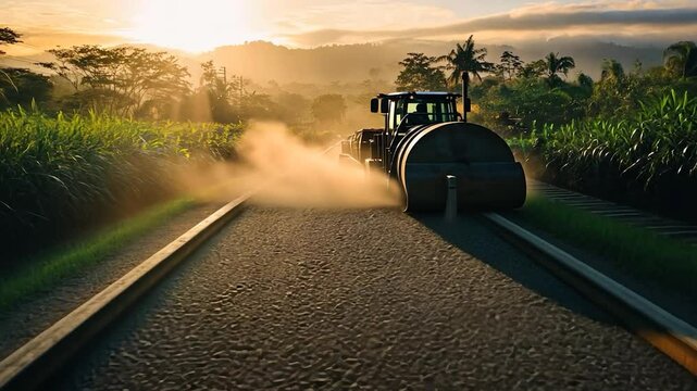 Sunrise Coffee Processing: Tractor on Rails