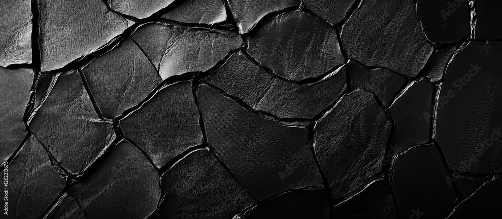 Poster black textured leather surface with cracks and creases suitable for backgrounds or patterns copy spa