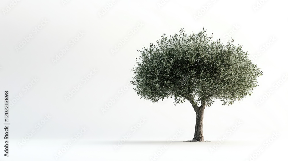 Aufkleber Olive tree with green leaves on white background isolated with Copy Space for text placement