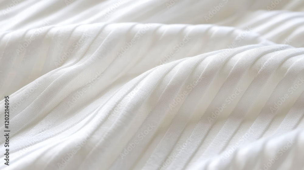 Poster White pleated fabric texture with soft folds and copy space for design use