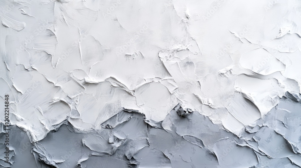 Aufkleber textured abstract painting in shades of white and gray with layered paint and visible brush strokes 