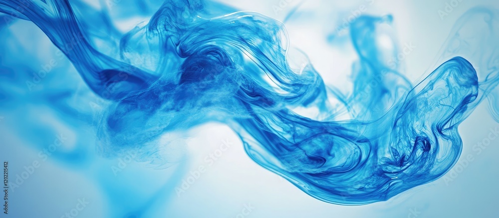 Aufkleber Blue smoke abstract background with flowing curves and swirls in soft focus Copy Space