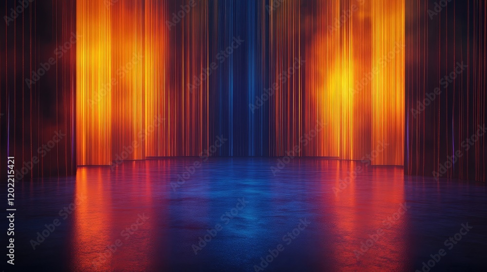 Aufkleber abstract background with vibrant colorful vertical lines and reflections on a polished floor, featur