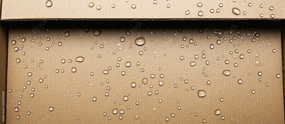 Poster Water droplets on a cardboard surface with a textured pattern Copy Space