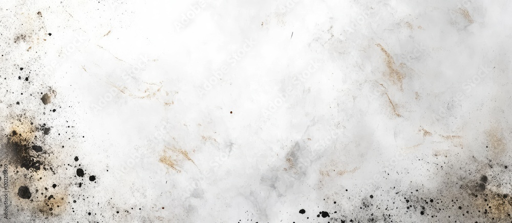 Poster Abstract texture background with scattered black and brown stains on a light gray surface featuring copy space for design use.