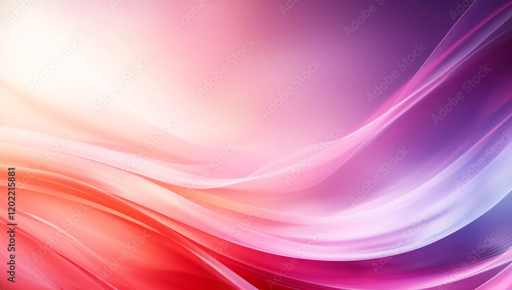 Poster soft gradient waves in shades of purple and red create serene atmosphere. flowing lines evoke sense 