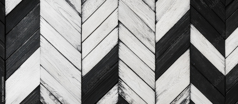 Poster Black and white herringbone marble pattern background with copy space for text or design elements
