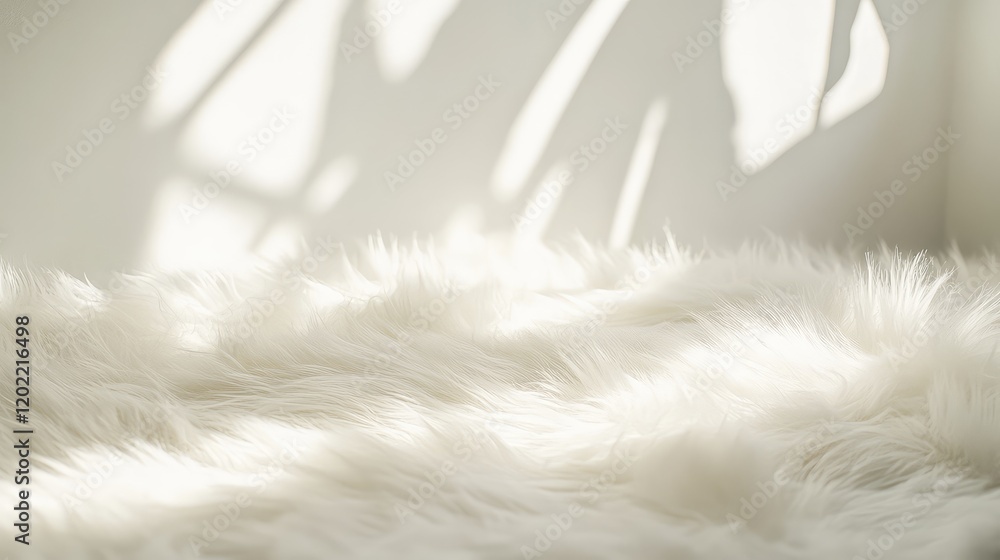 Aufkleber Soft white fur texture with natural light shadows creating depth and warmth Copy Space