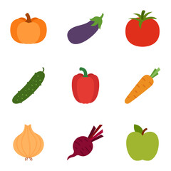 Set of veggies icon. Pictogram isolated on a white background.