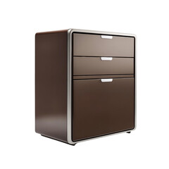 A sleek modern brown three-drawer chest, ideal for bedroom or office storage.