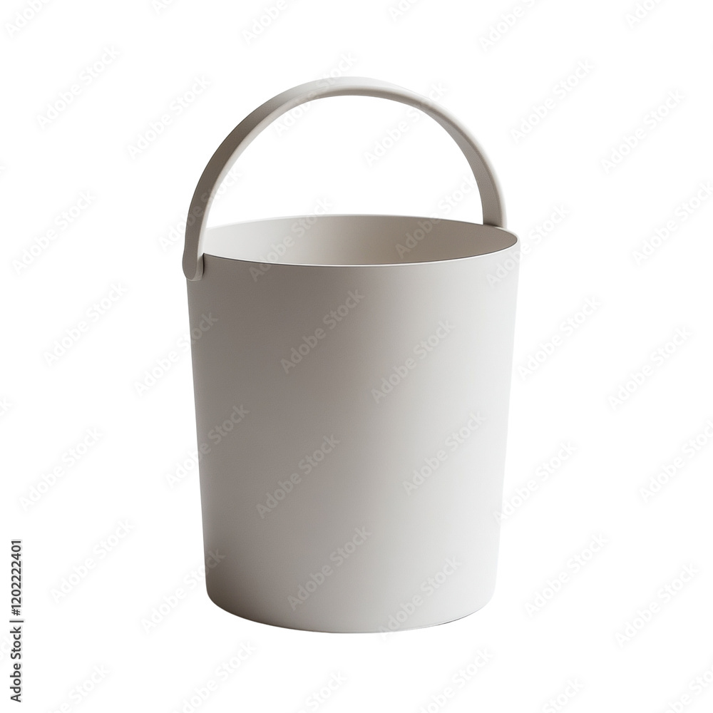 Aufkleber the image shows a minimalist off-white plastic bucket with a curved handle against a plain white bac
