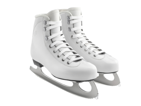 Pair of white ice skates isolate on transparent background, PNG file - Powered by Adobe