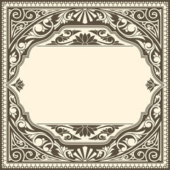 Decorative ornate retro emblematic floral blank card