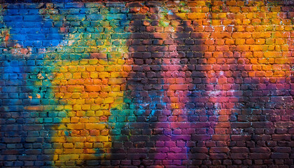 Obraz premium paint protecting graffiti on vintage brick wall