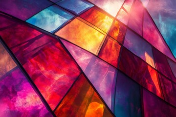 Abstract Colorful Glass Panel Design Showing Vivid Hues