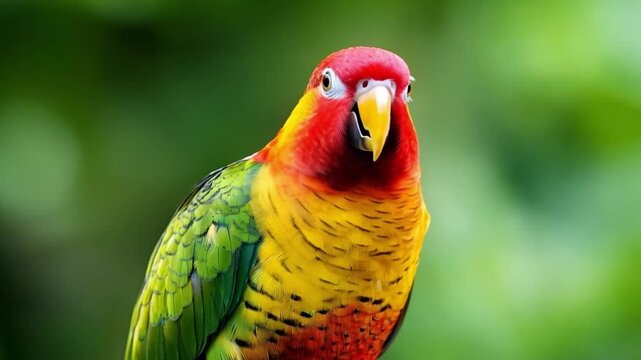 Scene of a parrot was looking around, smooth repeating motion for background video animation.