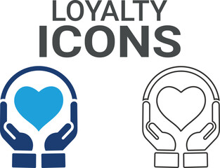Loyalty icon, relationship management CRM icon set. Containing marketing, data, reports, strategy, manager, audience and more. Solid vector icons collection.