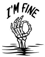 I'm fine. Skeleton hand showing ok gesture.
