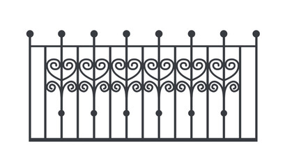 Balcony railing and fence fencing from stainless steel, iron. architectural elements. vector illustration isolated on white background.