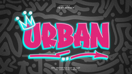 Urban 3d neon text effect street art style