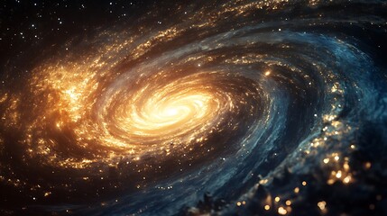 Light trails spiraling into infinity through a deep night space creating a sense of wonder and awe