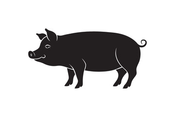 Fat pig logo silhouette on white background.