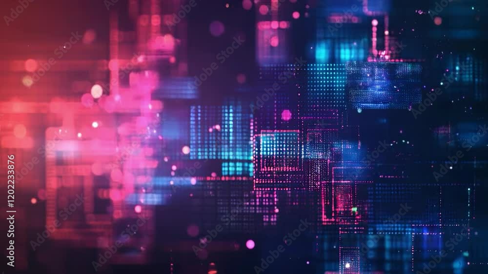 Wall mural dynamic video with digital effects and shimmering colors. suitable for science fiction projects, tec