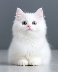 Fluffy white cat with captivating blue eyes, perfect for pet lovers and animal lovers.
