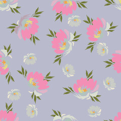Cute hand drawn floral seamless pattern background