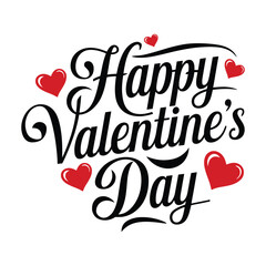 A simple Happy Valentine's Day  Typography Vector Design.
