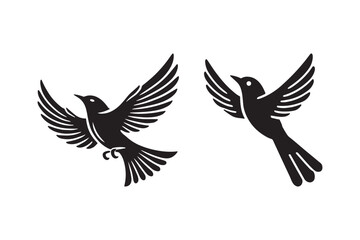 Minimalist Bird Silhouette Illustration with Open Wings