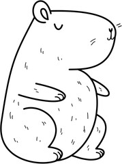 Cute capybara. Childish doodle hand drawn vector illustration isolated on white background.