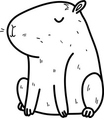 Cute capybara. Childish doodle hand drawn vector illustration isolated on white background.