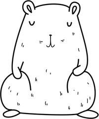 Cute capybara. Childish doodle hand drawn vector illustration isolated on white background.