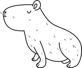 Cute capybara. Childish doodle hand drawn vector illustration isolated on white background.