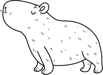 Cute capybara. Childish doodle hand drawn vector illustration isolated on white background.