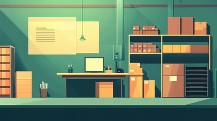 inventory management system flat design front view retail store animation Complementary Color Scheme