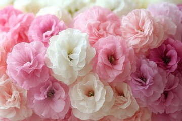 Delicate Pink and White Flowers Blooming Together