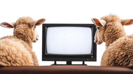 Sheep watching TV screen