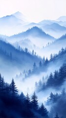 Misty Mountains and Evergreen Forest