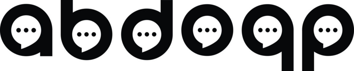 Fototapeta premium Chat Speech Bubble Icon. Text Message, Dialogue Cartoon Balloons Vector Design on White Background.