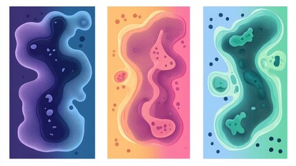 Obraz premium microbe flat design side view environmental biology theme cartoon drawing Triadic Color Scheme