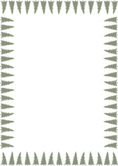Pine tree forest simple frame. Nature template to write text matter. Tree elements on white background