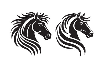 Horse Head Silhouette Vector Art with Flowing Mane